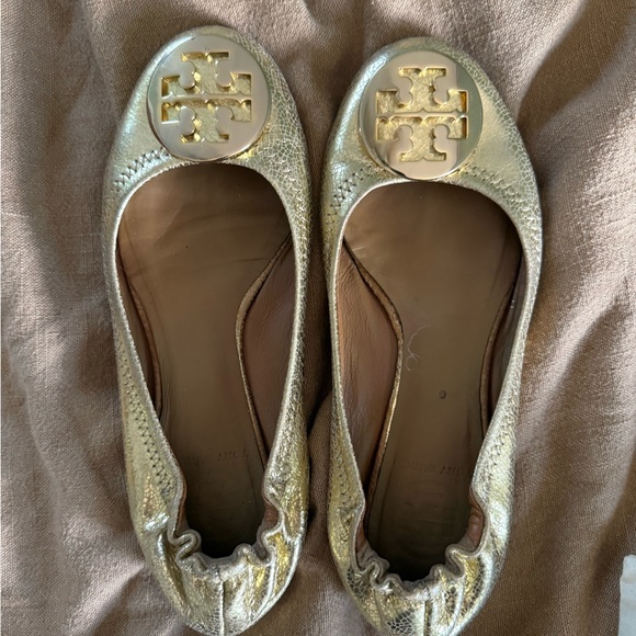 Tory Burch Shoes - Tory Burch Metallic Gold Flats